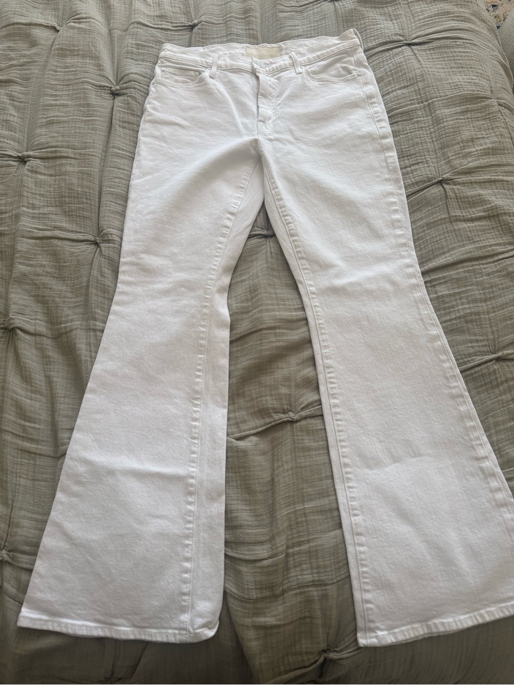 MOTHER White Denim Jeans with Copper Rivets - Picture 1 of 6